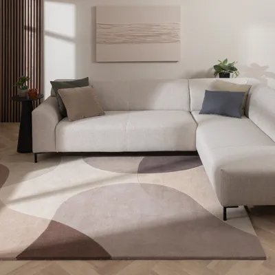 Produktbild von Volero - Wollteppich Abstrakt - Clarice Braun Beige - 230x330cm - Wohnzimmer, Esszimmer, Schlafzimmer - Modern, Retro