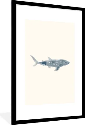 Produktbild von MuchoWow® MuchoWow® Gerahmtes Poster Meerestiere - Meer - Wasserfarben 60x90 cm - Poster mit zchwarzem Bilderrahmen - Dekoration - Wandposter Wohnzimmer - Hochwertig