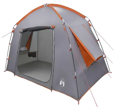 Image de Tente cabane vidaXL, grise et orange, 210 x 210 x 138 cm, polyester