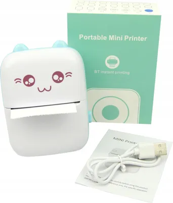 Zdjęcie produktu dla Mini Drukarka Kotek Do Zdjęć Termiczna Kieszonkowa Bezprzewodowa Usb Rolka