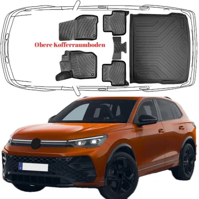 Produktbild von 3D Auto Fußmatten & Obere Kofferraumwanne Set Kompatibel mit VW Tiguan III ab 2024