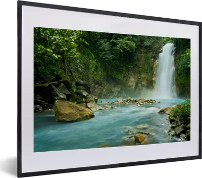 Produktbild von MuchoWow® MuchoWow® Gerahmtes Poster Dschungel - Natur - Wasserfall 40x30 cm - Poster mit zchwarzem Bilderrahmen - Bilderrahmen - Poster im Rahmen
