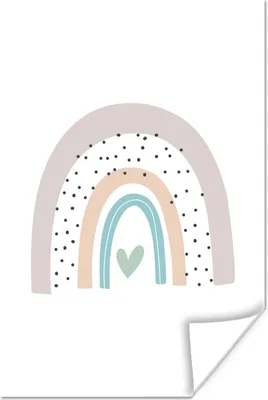 Produktbild von MuchoWow® Poster Regenbogen - Herz - Pünktchen - Kinder - Kinder 80x120 cm - Papierdruck