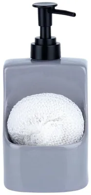 Image de Distributeur de liquide vaisselle avec support pour éponge - Céramique - 400 ml