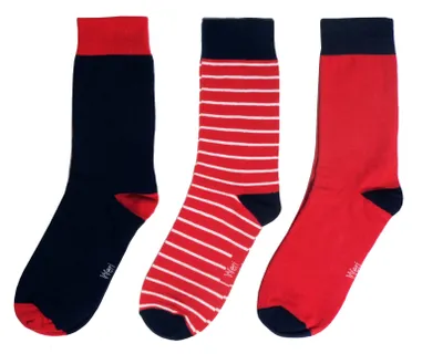 Produktbild von Herren Basic Socken 3-er Pack aus Baumwolle Modern Rot und Marine Größe 39-42