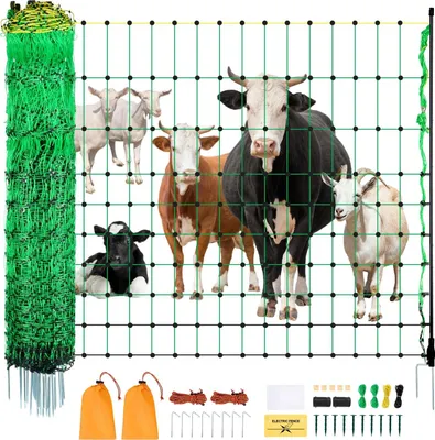 Produktbild von Elektrozaunnetz - Elektronetz Schafnetz - Höhe 127 cm - Länge 49 m - Mit Pfosten & Erdspießen - Für Schafe & Ziegen - Für Garten & Weide
