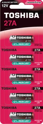 Zdjęcie produktu dla Baterie Alkaliczne Specjalistyczne TOSHIBA 27A 12V MN27 L828 Blister 5szt