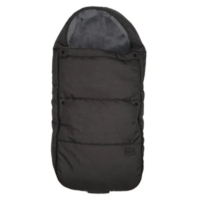 Produktbild von Novi Uni Cozy Fußsack für Kinderwagen – warmer Winter-Fußsack mit Fleece, universell, Kapuze, Reißverschluss, Black Melange