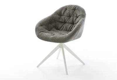 Produktbild von DELIFE Drehstuhl Gaio-Flex Bouclé Soft Schlamm Kreuzgestell breit Weiß 360° drehbar Wippfunktion
