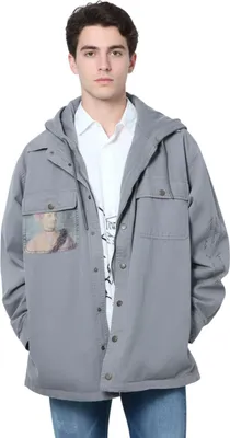 Produktbild von Desigual Herren Chucho Shirt Jacke mit Kapuze grau S
