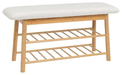 Produktbild von DRW Hocker aus Holz und Stoff in Weiß und Natur