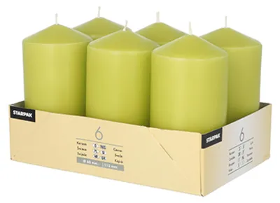 Produktbild von 6 Stumpenkerzen Ø 60 mm · 115 mm kiwi