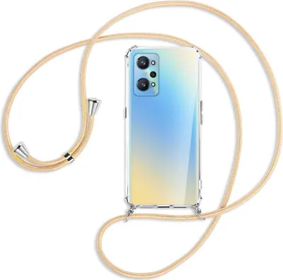 Produktbild von Handykette Backcover-Schutzhülle mit Band (Metall silberfarben) für Realme GT Neo2 - Goldkordel