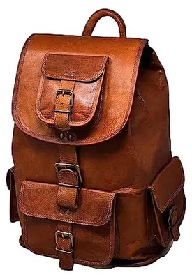Immagine prodotto di Omgoods - Zaino vintage in pelle, impermeabile, ideale per laptop e viaggi