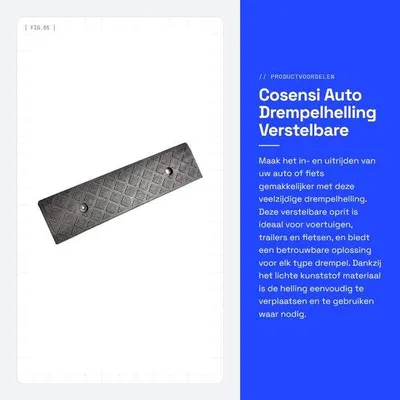Productafbeelding van Drempelhelling Verstelbaar - Oprijplaat Aluminium - Antislip - Lichtgewicht - Draagbaar - Geschikt voor Auto/Fiets