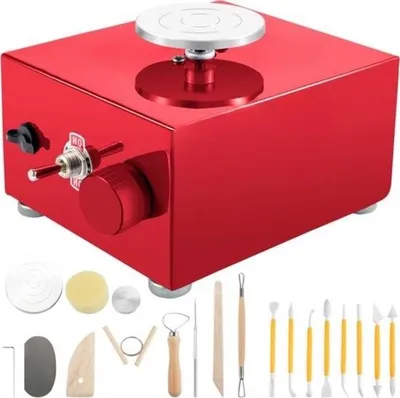 Obrázok produktu pre Hrnčiarsky kruh - výroba hliny - keramický stroj - 30 W, 0-2000 otáčok za minútu - mini hrnčiarsky kruh - stroj na výrobu hliny