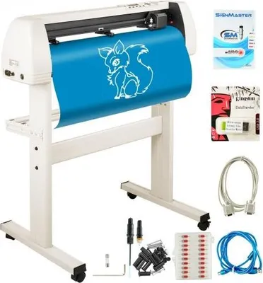 Produktbild von VEVOR Vinylschneider, 870 mm, Vinyl-Schneidemaschine, maximaler Papiereinzug, 86,4 cm, weiß, Vinyl-Plotter-Schneidemaschine, Vinyl-Plotter mit stabilem Bodenständer, einstellbare Kraft und Geschwindigkeit für die Schilderherstellung