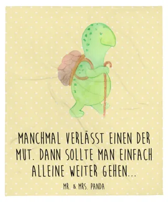Produktbild von Mr. & Mrs. Panda Tagesdecke Schildkröte Wanderer - Gelb Pastell - Geschenk, Motivationssprüche, Decke, Rucksack, Bettdecke, Sofaüberwurf, Kuscheldecke, Motivationsspruch