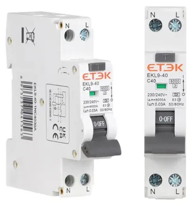 RCBO Differenzialschalter 40 A 30 mA Typ A, 1 Modul