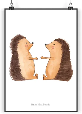 Produktbild von Mr. & Mrs. Panda Bild Igel Liebe DIN A5 - Weiß - Geschenk, wanddeko, Hochzeit, Hochzeitstag, Freundin, Posterdruck, drucke, typografie poster, Plakat, Partner