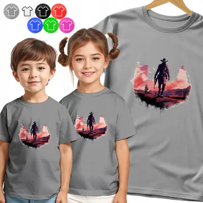 Produktbild von Kinder T-Shirt - KOWBOJ SYLWETKA PUSTYNIA für Jungen - L