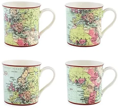 Produktbild von Vintage 4 Henkelbecher Set "Weltreise" in einer wunderschönen Geschenkbox