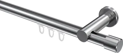 Produktbild von Interdeco Innenlaufstange / Gardinenstange mit Innenlauf Chrom, Typ Platon Santo (Kappe), 20 mm Ø 1-läufig, 600 cm