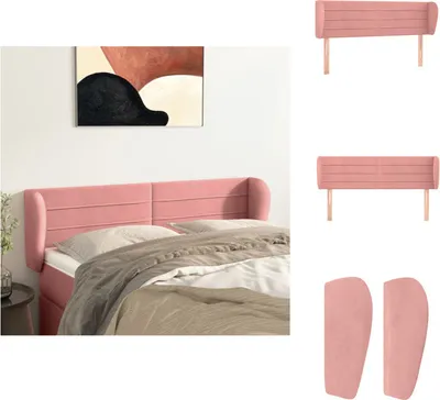 Produktbild von vidaXL Kopfteil mit Ohren Rosa 147x23x78/88 cm Samt -  Kopf- & Fußenden