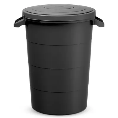 Produktbild von Regenwasser-Tank 80 Liter mit Deckel - anthrazit - Universal Kunststoff Tonne mit Tragegriffen - Regentonne Garten Abfall Eimer