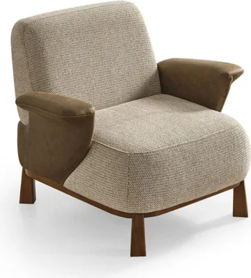 Zdjęcie produktu dla Nowoczesny beżowy fotel tapicerowany Designerskie meble do salonu Drewniana rama