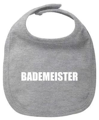 Produktbild von Huuraa Baby Lätzchen Bademeister Schriftzug Heather Grey Klettverschluss  Baumwolle Latz Geschenkidee