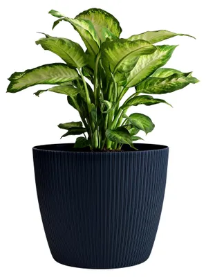 Produktbild von Blumentopf 5,2 l, gerillte Struktur 22 cm, Übertöpfe für Zimmerpflanzen aus Kunststoff für Wohnzimmer, Küche und Balkon