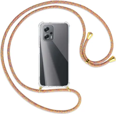 Produktbild von Handykette Backcover-Schutzhülle mit Band (Metall goldfarben) für Xiaomi Poco X4 GT - Rainbow