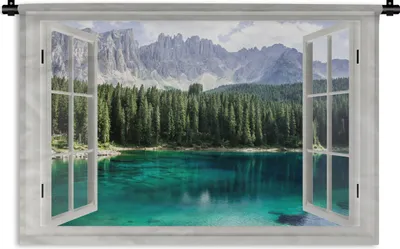 Produktbild von MuchoWow® Wandteppich Wandbehang Aussicht - Bäume - Wasser 60x40 cm Tapisserie Dekoration Wandtuch - Wanddekorationen