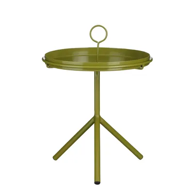 Produktbild von Mica Decorations Aston Beistelltisch mit abnehmbarem Tablett - H40 x Ø31 cm - Metall - Dunkelgrün
