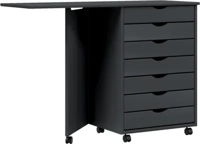 Produktbild von vidaXL Rollschrank mit Schreibtisch MOSS Grau Massivholz Kiefer