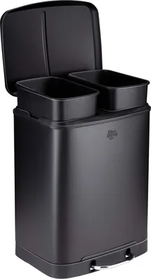 Produktbild von Dirt Devil Tretmülleimer 2 x 12L Mülleimer 2 Fächer Mülltrennsystem Abfalleimer mit Soft Close Edelstahl 36,9 x 34,3 x 50,3 CM Schwarz