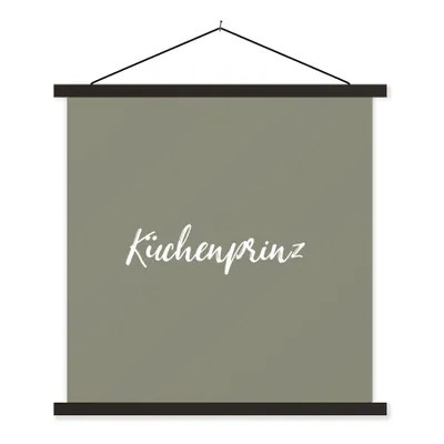 Produktbild von MuchoWow® Textilposter Zitate - Küchenprinz - Sprichwörter - Männer 60x60 cm mit schwarzem Rahmen - Posteraufhänger