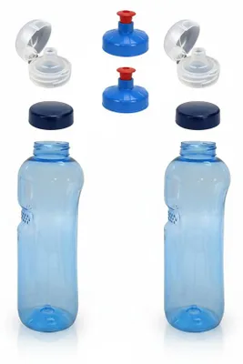 Produktbild von 2x 1,0L Kavodrink Wasserflasche Trinkflasche + 2x FlipTop + 2x Push-Pull, KI-generiertes Bild