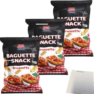 Produktbild von XOX Baguette Snack Bruschetta 3er Pack (3x150g Beutel) + usy Block