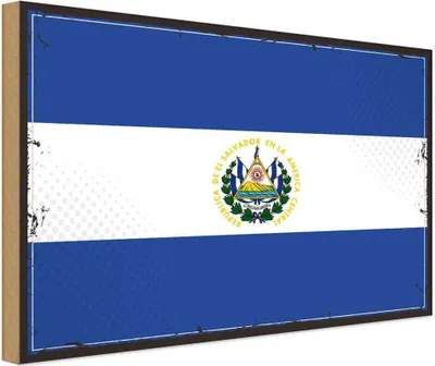 Produktbild von vianmo Holzschild 20x30 cm El Salvadors Salvador Flagge Fahne Wappen