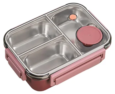 Produktbild von 850 ml Lunchbox, Edelstahl-Bento-Box für Erwachsene, auslaufsicher, stapelbarer Lunchbehälter mit unterteilten Fächern, leicht zu tragender Behälter zur Essenszubereitung für Arbeit und Reisen