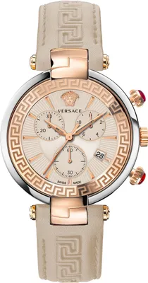 Produktbild von Versace VE2M00321 Revive Chrono roségold silber beige Leder Damen Uhr NEU
