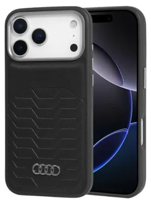 Image de Housse de portable Case iPhone 17 Pro Audi GT MagSafe similicuir noir Logo