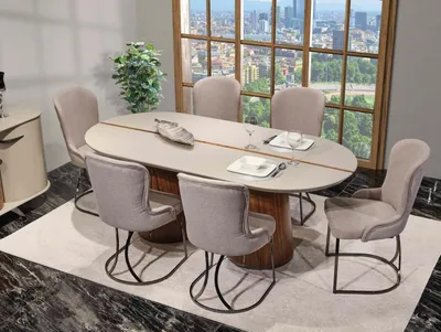 Produktbild von Luxus Esszimmer Set Esstisch 6x Stühle Designer Möbel 7 tlg Essgruppe Garnitur