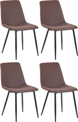 Produktbild von CLP 4er Set Esszimmerstühle mit Metallgestell braun
