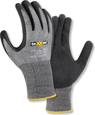 Produktbild von 12 Paar Schnittschutz-Strickhandschuhe GESANDETE NITRILBESCHICHTUNG Größe 8