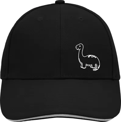 Produktbild von Huuraa Cappy Mütze Brontosaurus Dinosaurier Black/Light Grey Baumwolle 6-Panel Kappe Geschenkidee
