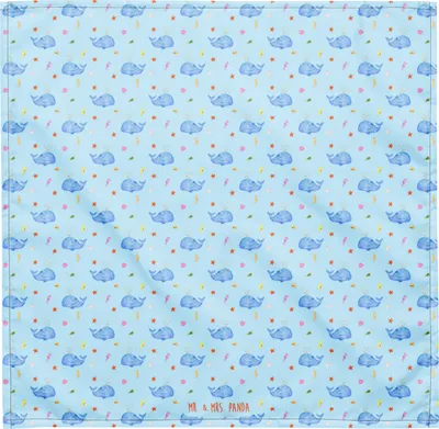 Produktbild von Mr. & Mrs. Panda Bandana Wal Konfetti M - Blau - Geschenk, Geburtstag, Neuanfang, Motivation, Abnehmen, Haarband, Kopftuch, Dreieckstuch, Trennung, Diät, Stirnband, Meer