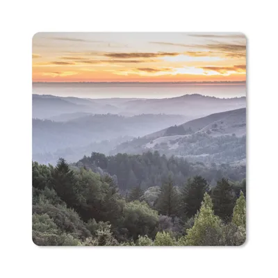 Produktbild von MuchoWow® Mauspad Mousepad Berge - Sonne - Wald - Landschaft 30x30 cm - Mousepads - Maus Mat - Pad - Mausunterlage - Gaming